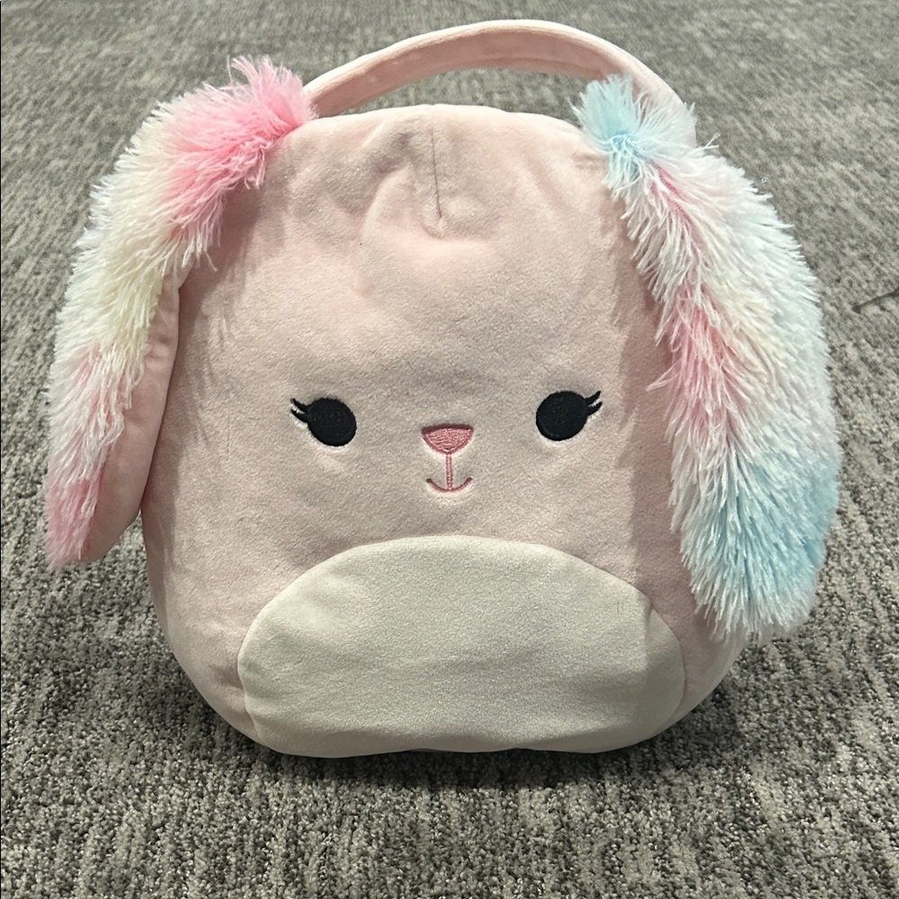 Squishmallows Pink Bunny with Pastel Ears Easter Basket